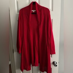 Studio Works red sweater cardigan 1x flare